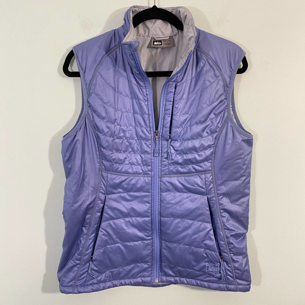 REI Women's Periwinkle Blue Packable Primaloft Hiking Revelcloud Vest Size L
